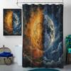 4 Pcs Sun Moon Bathroom Shower Curtain Set with Rug, Toilet Lid Cover and Bath Mat, Sky Fantasy Cool Yin and Yang Shower Curtain with 12 Hooks, Durable Bathroom Decor Set view 3