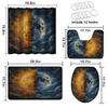 4 Pcs Sun Moon Bathroom Shower Curtain Set with Rug, Toilet Lid Cover and Bath Mat, Sky Fantasy Cool Yin and Yang Shower Curtain with 12 Hooks, Durable Bathroom Decor Set view 4