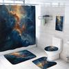 4 Pcs Nebula Shower Curtain Set with Rug, Toilet Lid Cover and Bath Mat, Galaxy Starry Sky Universe Planet Fantasy Shower Curtain with 12 Hooks, Durable Bathroom Decor Set view 1