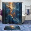 4 Pcs Nebula Shower Curtain Set with Rug, Toilet Lid Cover and Bath Mat, Galaxy Starry Sky Universe Planet Fantasy Shower Curtain with 12 Hooks, Durable Bathroom Decor Set view 2