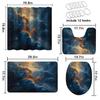4 Pcs Nebula Shower Curtain Set with Rug, Toilet Lid Cover and Bath Mat, Galaxy Starry Sky Universe Planet Fantasy Shower Curtain with 12 Hooks, Durable Bathroom Decor Set view 4