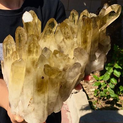AtkitS Natural Yellow Crystal Cluster Quartz Ore Specimens, Home Office Decorative Home Decor(Size:1.5-1.8kg)