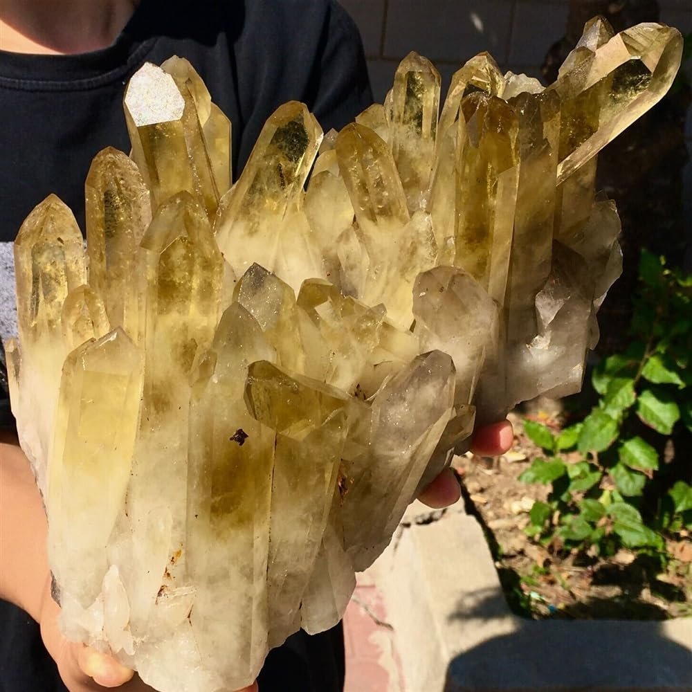 AtkitS Natural Yellow Crystal Cluster Quartz Ore Specimens, Home Office Decorative Home Decor(Size:1.5-1.8kg)