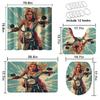 4 Pcs Girl Motorcycle Shower Curtain Set with Non-Slip Rugs, Toilet Lid Cover and Bath Mat, Fun Sexy Retro Canvas Painting Style Shower Curtain with 12 Hooks, Durable Bathroom Decor Set view 4