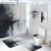 4 Pcs Abstract Art Bathroom Shower Curtain Set with Rug, Toilet Lid Cover and Bath Mat, Contemporary Black and White Painting Bathroom Shower Curtain with 12 Hooks Accessories Decorative view 1