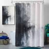 4 Pcs Abstract Art Bathroom Shower Curtain Set with Rug, Toilet Lid Cover and Bath Mat, Contemporary Black and White Painting Bathroom Shower Curtain with 12 Hooks Accessories Decorative view 3