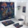4 Pcs Frog Shower Curtain Set with Rugs,Toilet Lid Cover, Bath Mat, Fantasy Jungle Mushroom Animal Mysterious Bathroom Shower Curtain with 12 Hooks Accessories Decorative view 1