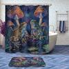 4 Pcs Frog Shower Curtain Set with Rugs,Toilet Lid Cover, Bath Mat, Fantasy Jungle Mushroom Animal Mysterious Bathroom Shower Curtain with 12 Hooks Accessories Decorative view 2