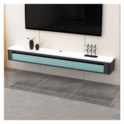Tv Stand Modern Floating Wall Mounted 63 Inch Tv Console With 2 Drawers And Shelf, Space Saving Tv Stand Decorative Contemporary Media Storage Hanging Tv Cabinet Tv Cabinet (Blu 160*20*26Cm)