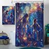 4 Pcs Space Astronaut Bathroom Shower Curtain Set with Rug, Toilet Lid Cover and Bath Mat, Colorful Fantasy Planet Nebula Galaxy Shower Curtain with 12 Hooks, Durable Bathroom Decor Set view 3
