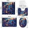 4 Pcs Space Astronaut Bathroom Shower Curtain Set with Rug, Toilet Lid Cover and Bath Mat, Colorful Fantasy Planet Nebula Galaxy Shower Curtain with 12 Hooks, Durable Bathroom Decor Set view 4