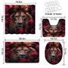 4 Pcs Red Rose Lion Shower Curtain Set with Non-Slip Rugs, Toilet Lid Cover and Bath Mat, Valentine's Day Wild Animals Floral Romantic Flower Bathroom Decor Sets Accessories with 12 Hooks view 4