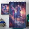 4 Pcs Starry Sky Unicorn Bathroom Shower Curtain Set with Rugs,Toilet Lid Cover, Bath Mat, Stars Galaxy Art Fantasy Unicorn Bathroom Shower Curtain with 12 Hooks Accessories Decorative view 3