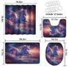 4 Pcs Starry Sky Unicorn Bathroom Shower Curtain Set with Rugs,Toilet Lid Cover, Bath Mat, Stars Galaxy Art Fantasy Unicorn Bathroom Shower Curtain with 12 Hooks Accessories Decorative view 4