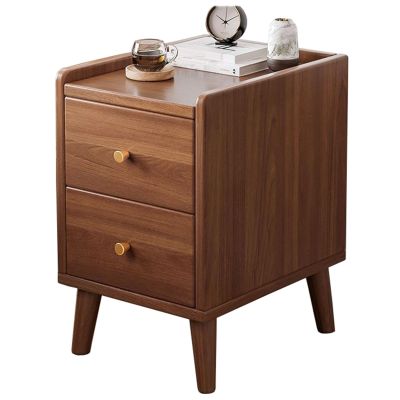 Bedside Furniture, Bedside Table, Small Side Table with Two Drawers, Wooden Bedside Table for Bedroom, 15.7 * 15.7 * 20 Inch (Dark 11.8 * 15.7 * 20 Inch)