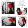 4 Pcs Japanese Ninja Bathroom Shower Curtain Set with Rug, Toilet Lid Cover and Bath Mat, Bushido Red Sun Retro Cool Samurai Bathroom Shower Curtain with 12 Hooks Accessories Decorative view 4