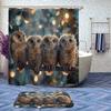 4 Pcs Owl Bathroom Shower Curtain Set with Rugs,Toilet Lid Cover, Bath Mat, Cute Animal Forest Birds Wildlife Wild Bathroom Shower Curtain with 12 Hooks Accessories Decorative view 2