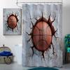 4 Pcs Sports Basketball Shower Curtain Set with Rugs,Toilet Lid Cover, Bath Mat, Basketball Playing Game Cool Art Bathroom Decor Sets Accessories with 12 Hooks view 3