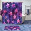 4 Pcs Star Shower Curtain Set with Non-Slip Rugs, Toilet Lid Cover and Bath Mat, Starry Galaxy Night Fantasy Cute Cartoon Purple Shower Curtain with 12 Hooks, Durable Bathroom Decor Set view 2