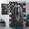 4 Pcs Country Bear Shower Curtain Set with Non-Slip Rugs, Toilet Lid Cover and Bath Mat, Rustic Hunting Camo American Flag Black and White Bathroom Shower Curtain with 12 Hooks Accessories Decorative view 3