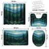 4 Pcs Nature Forest Bathroom Shower Curtain Set with Rug, Toilet Lid Cover and Bath Mat, Forest Green Fog Magic Pine Tree Bathroom Shower Curtain with 12 Hooks Accessories Decorative view 4