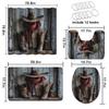 4 Pcs Western Farmhouse Shower Curtain Set with Rugs,Toilet Lid Cover, Bath Mat, Rustic Wooden Cowboy Hat Boots Bathroom Decor Sets Accessories with 12 Hooks view 4