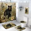 4 Pcs Rustic Cabin Bear Bathroom Shower Curtain Set with Rugs,Toilet Lid Cover, Bath Mat, Country Lodge Wildlife Animal Bathroom Shower Curtain with 12 Hooks Accessories Decorative view 1