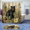 4 Pcs Rustic Cabin Bear Bathroom Shower Curtain Set with Rugs,Toilet Lid Cover, Bath Mat, Country Lodge Wildlife Animal Bathroom Shower Curtain with 12 Hooks Accessories Decorative view 2