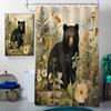 4 Pcs Rustic Cabin Bear Bathroom Shower Curtain Set with Rugs,Toilet Lid Cover, Bath Mat, Country Lodge Wildlife Animal Bathroom Shower Curtain with 12 Hooks Accessories Decorative view 3