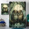 4 Pcs Owl Shower Curtain Set with Non-Slip Rugs, Toilet Lid Cover and Bath Mat, Cute Animal Forest Sleep Moon Night Birds Shower Curtain with 12 Hooks, Durable Bathroom Decor Set view 3