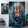4 Pcs Tiger Bathroom Shower Curtain Set with Rug, Toilet Lid Cover and Bath Mat, Tiger Wild Animal Cool Anime Cool Big Cat Bathroom Shower Curtain with 12 Hooks Accessories Decorative view 3