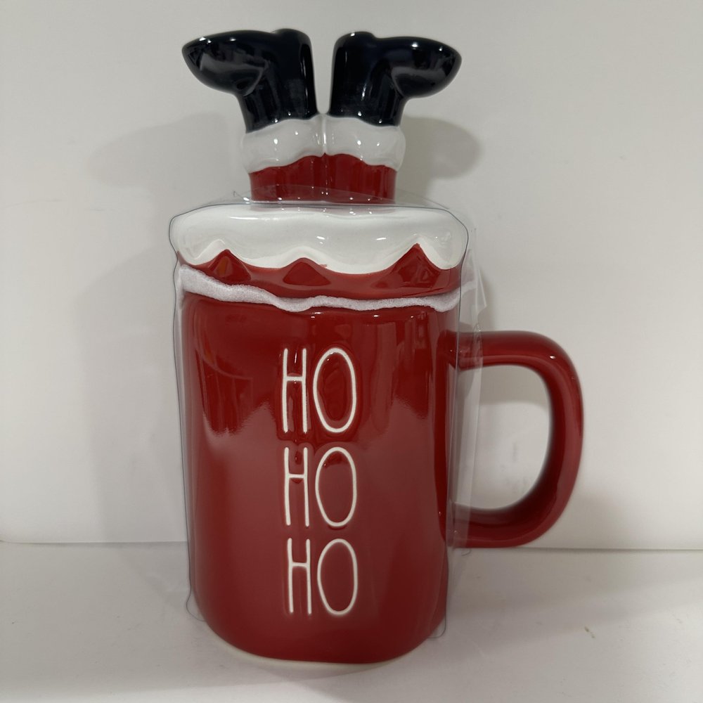HomeLoft Basics Rae -CHRISTMAS Coffee Mugs and Products Series- Dunn By Magenta (HO HO HO Mug *Santa Lid*), Medium