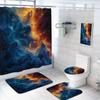 4 Pcs Galaxy Shower Curtain Set with Rugs,Toilet Lid Cover, Bath Mat, Outer Space Nebula Universe Starry Sky Stars Shower Curtain with 12 Hooks, Durable Bathroom Decor Set view 1