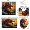 4 Pcs Dragon Shower Curtain Set with Non-Slip Rugs, Toilet Lid Cover and Bath Mat, Japanese Dragon Sea Wave Fantasy Animal Bathroom Shower Curtain with 12 Hooks Accessories Decorative view 4