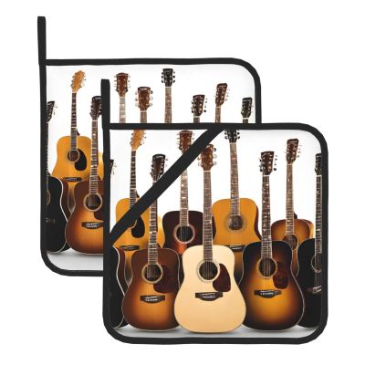 (Guitar) Pot Holders Set of 2 Farmhouse Kitchen for Cooking Grilling Baking BBQ Mushroom Pot Holders Cook Essentials Accessories and BBQ Gifts