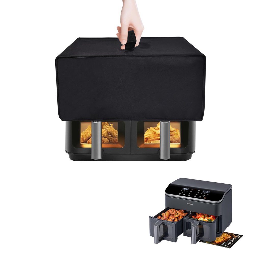 NUENSS-ROR Airfryer Dust Cover Heavy Duty Thickened Waterproof Dust-proof Heat-Resistant Air Fryer Oven Cover Case Lid Compatible with COSORI 9Qt 8-in-1 Dual Air Fryer (18.5"D X 17.7"W X 11.4"H)