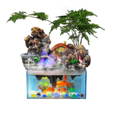 KCYSLY Tabletop Fountain Desktop Fountain Waterfall Desktop Humidifier with Rockery Aquariums Feng Shui Wheel Tabletop Fountain Home Office Decoration Desktop Fountain, 20010125