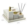 Hand Soap Dispenser 5 Piece Luxury Marble Bathroom Accesory Set Marble Soap Dispenser Set 1 Lotion Dispenser, 1 Tissue Box, 1 Toothpick Organizer, 1 Aromatherapy Bottle and 1 Tray, Perfect for Bathroo view 2