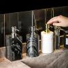 Hand Soap Dispenser 5 Piece Luxury Marble Bathroom Accesory Set Marble Soap Dispenser Set 1 Lotion Dispenser, 1 Tissue Box, 1 Toothpick Organizer, 1 Aromatherapy Bottle and 1 Tray, Perfect for Bathroo view 3