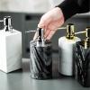 Hand Soap Dispenser 5 Piece Luxury Marble Bathroom Accesory Set Marble Soap Dispenser Set 1 Lotion Dispenser, 1 Tissue Box, 1 Toothpick Organizer, 1 Aromatherapy Bottle and 1 Tray, Perfect for Bathroo view 4