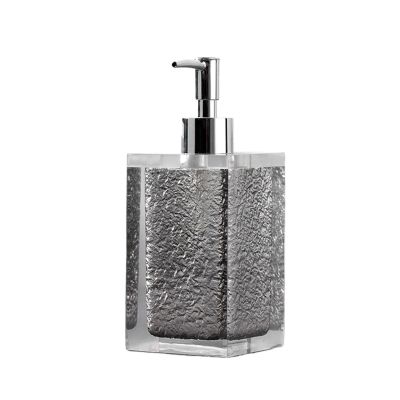 Hand Soap Dispenser Water Texture Soap Dispenser with Electroplated Silver Plastic Pump Luxury Resin Lotion Liquid Dispenser Soap Bottle for Bathroom Kitchen Countertop Soap Dispensor(Color:Gris,Size: