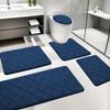 YIHOUSE Memory Foam Bath Mat, Navy Blue Bathroom Rug Set, Soft Non Slip Bathroom Mat, Water Absorbent Bath Rug for Toilet and Floor view 1
