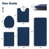 YIHOUSE Memory Foam Bath Mat, Navy Blue Bathroom Rug Set, Soft Non Slip Bathroom Mat, Water Absorbent Bath Rug for Toilet and Floor view 2