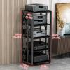 Modern AV Cabinet 5-Tier Movable Media Stand Audio/Video Component Cabinet Stereo Rack CD Player Stand with Adjustable Wooden Shelf for Home/Office/Theater(Color:Black) view 2