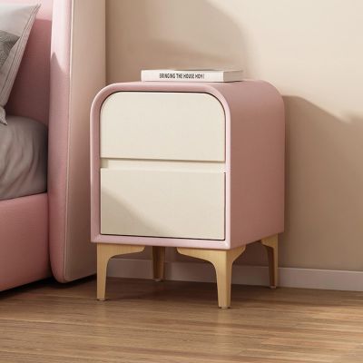 2 Drawer Nightstand Bedside Cabinets Bedroom Side Tables Bedroom 2-Layer Storage Shelf For Small Spaces Decoration,Nightstand Table End Tables For Living Room,Bedroom,Office,Dorm(Color:Pink+White,Size