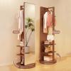 360 Rotating Wood Coat Rack With Full Length Mirror - 2-In-1 Floor Mirrors And Coat Rack For Living Room, Bedroom, Cloakroom view 4