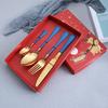 IFAJOOR Flatware Silverware Set, 4/16/24/32/40/48 Pieces Christmas Gift Box Stainless Steel Knife, Fork And Spoon Four-piece Set Steak Knife, Fork And Main Dinner Spoon, Tableware Cutlery Set(Color:W view 3