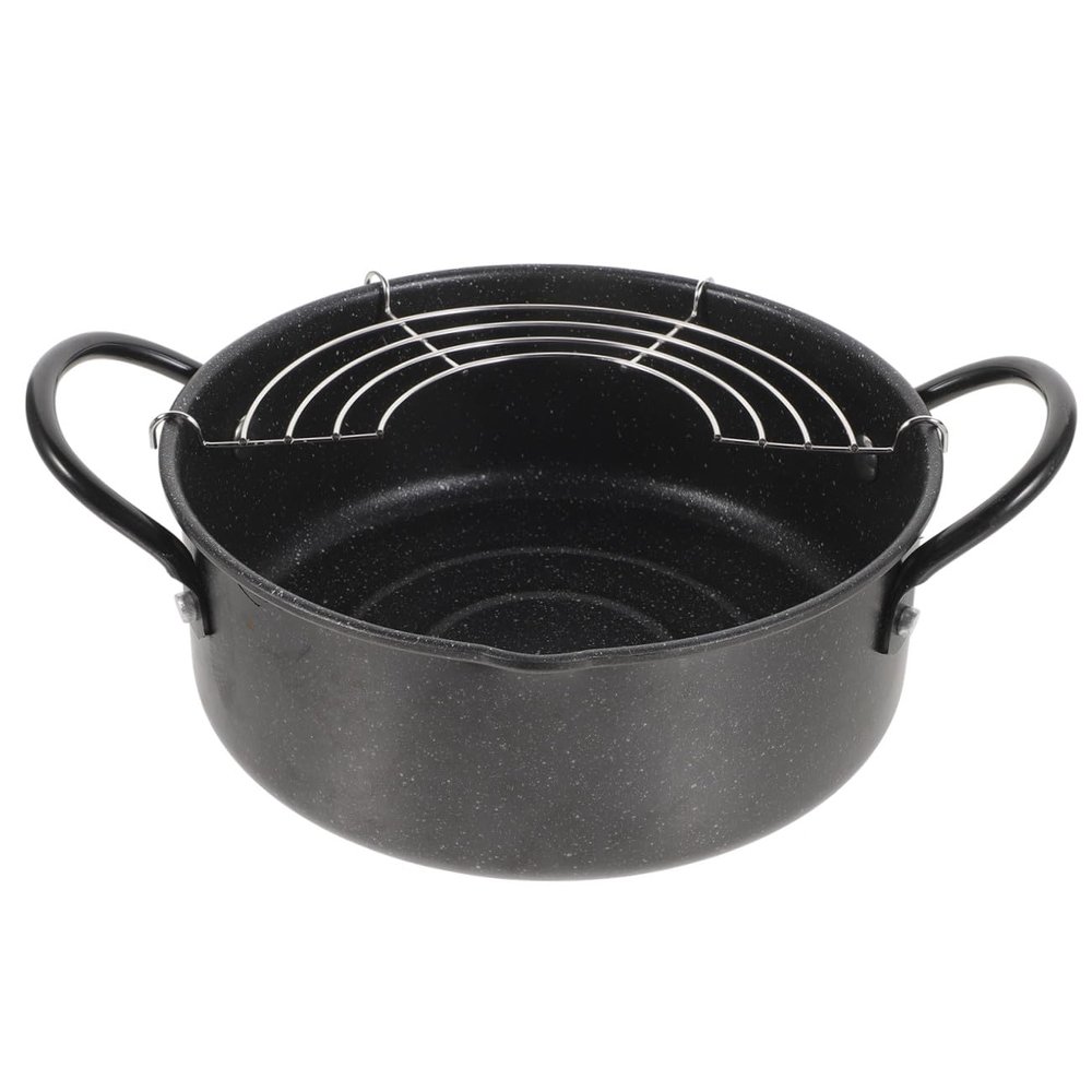 LABRIMP 1set Japanese Style Deep Fryer Pot Oil Drainer Rack Frying Pot for and Fried Foods Suitable for Stove Types Pouring Design Household Cooking Essential