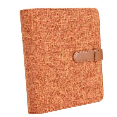 Vikye 3in Linen Cover DIY Photo Album,Universal 288 Pockets Photos Album Self Adhesive,Large Capacity Linen Cover Album for 12 11 7 (Orange)
