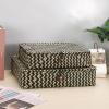 Hipiwe Woven Storage Basket with lid - Flat Wicker Storage Baskets Bins Natural Seagrass Storage Baskets Box for Shelf Home Decor, Set of 2, Blacks Strips view 2